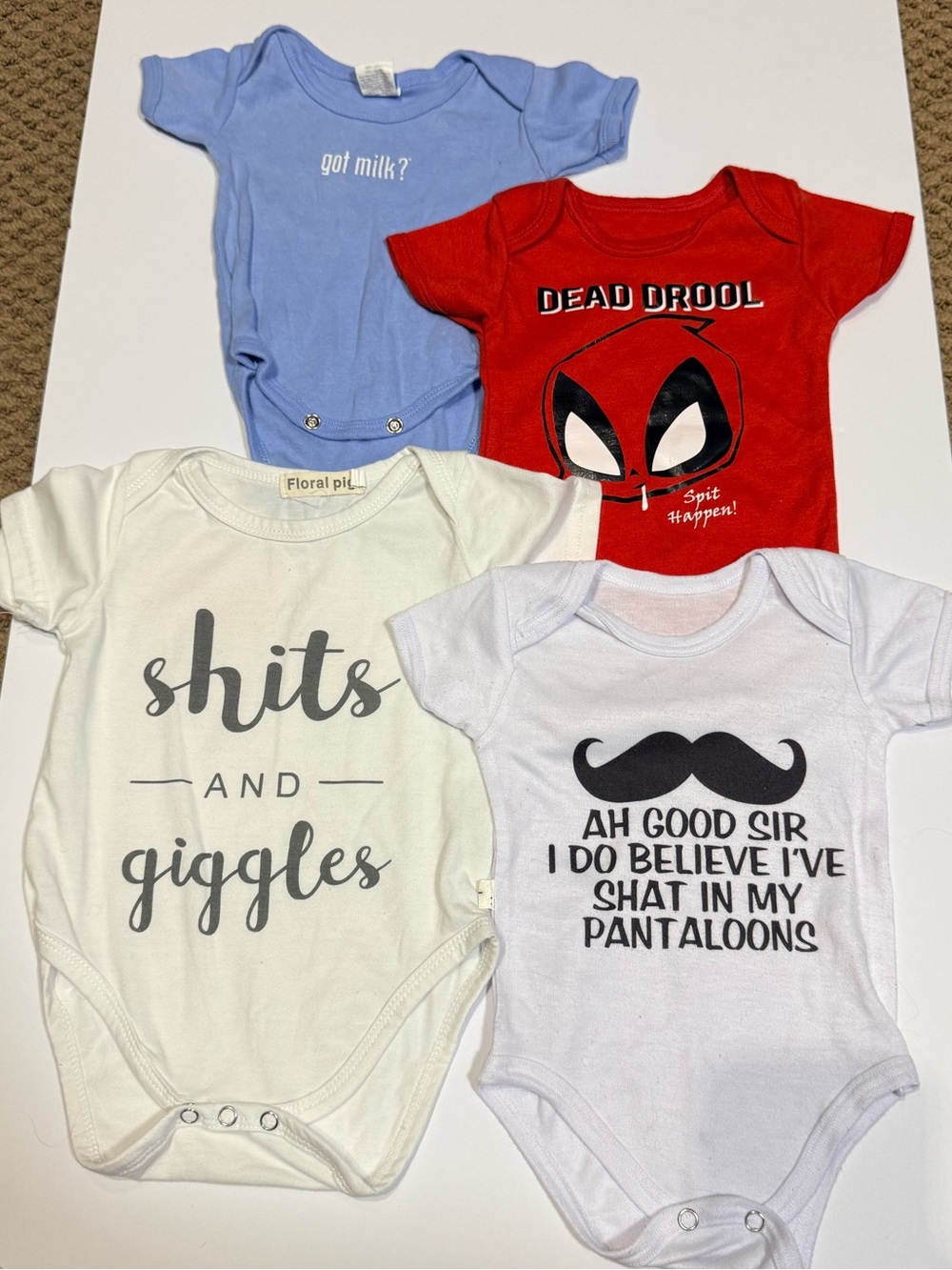 3-6 month onesies. Lot of 4